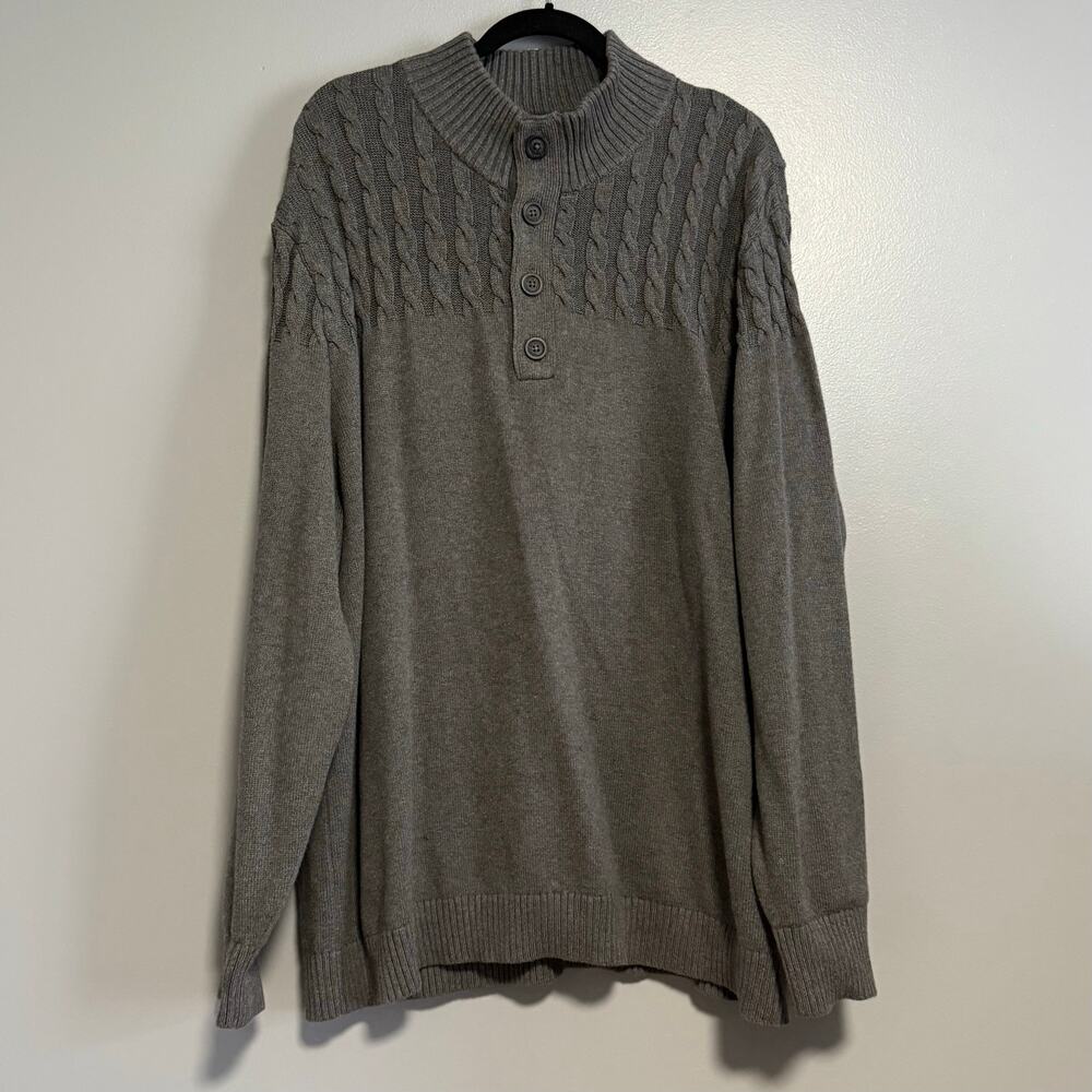Flag & Anthem Hurlock Grey Cotton Cable Knit Sweater NEW XXL